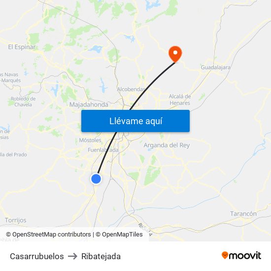 Casarrubuelos to Ribatejada map