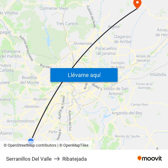 Serranillos Del Valle to Ribatejada map