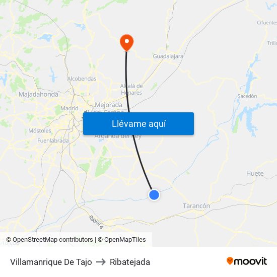 Villamanrique De Tajo to Ribatejada map