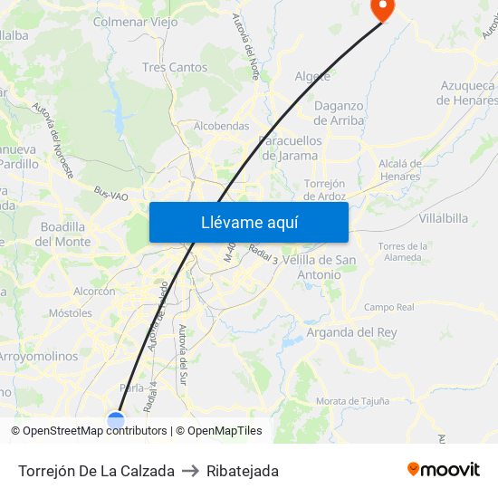 Torrejón De La Calzada to Ribatejada map
