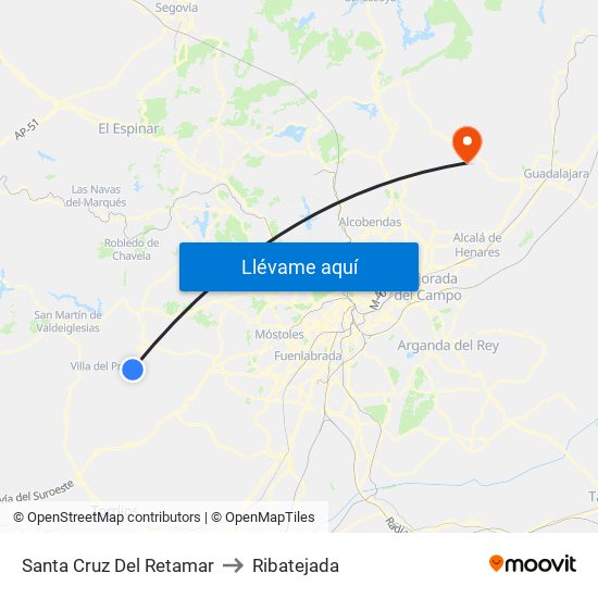Santa Cruz Del Retamar to Ribatejada map