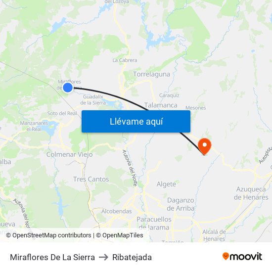 Miraflores De La Sierra to Ribatejada map