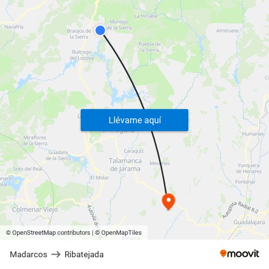 Madarcos to Ribatejada map