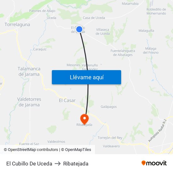 El Cubillo De Uceda to Ribatejada map