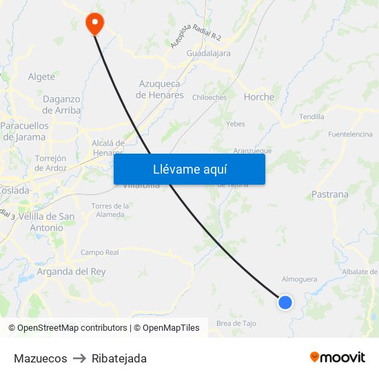 Mazuecos to Ribatejada map