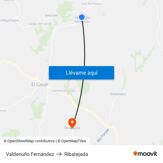 Valdenuño Fernández to Ribatejada map