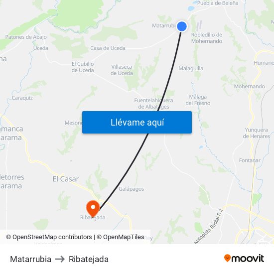 Matarrubia to Ribatejada map