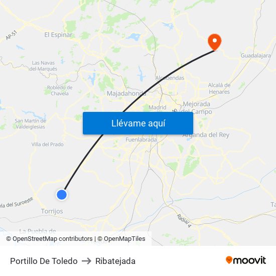 Portillo De Toledo to Ribatejada map