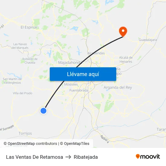 Las Ventas De Retamosa to Ribatejada map