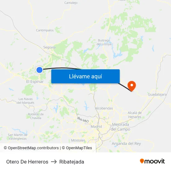 Otero De Herreros to Ribatejada map