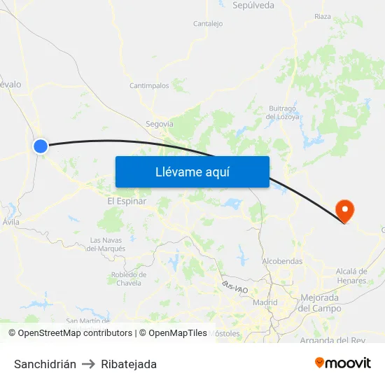 Sanchidrián to Ribatejada map
