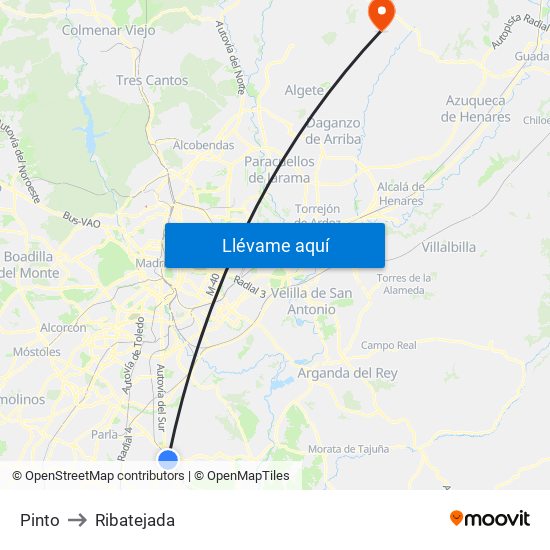 Pinto to Ribatejada map