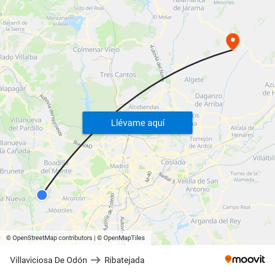 Villaviciosa De Odón to Ribatejada map