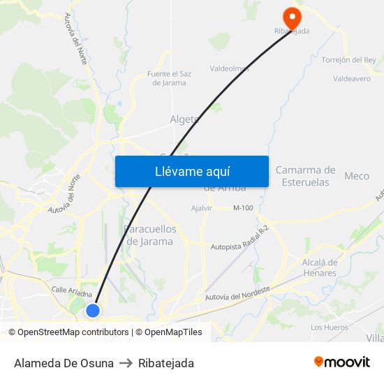 Alameda De Osuna to Ribatejada map
