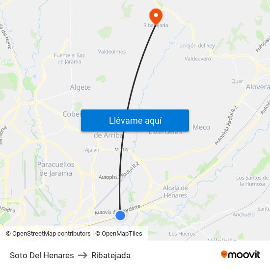 Soto Del Henares to Ribatejada map