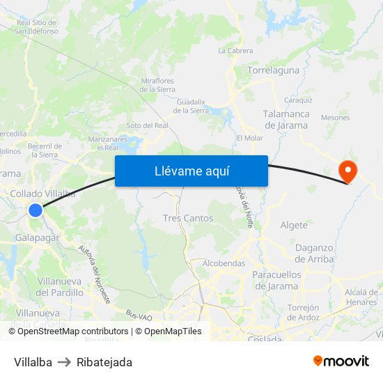 Villalba to Ribatejada map