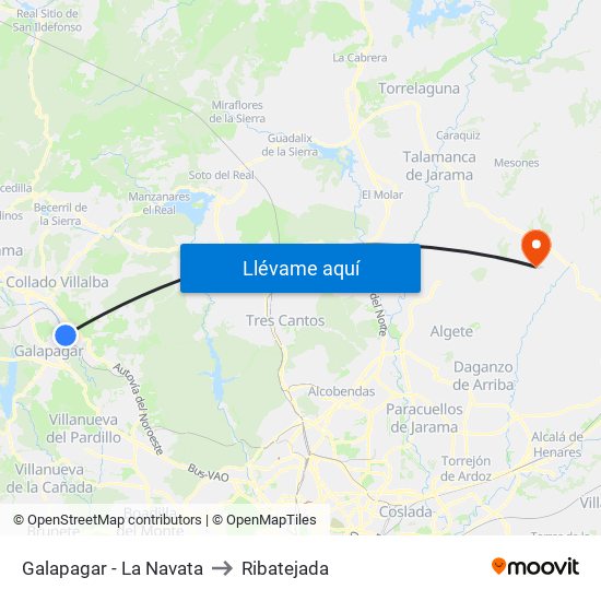 Galapagar - La Navata to Ribatejada map