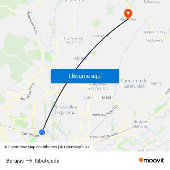 Barajas to Ribatejada map