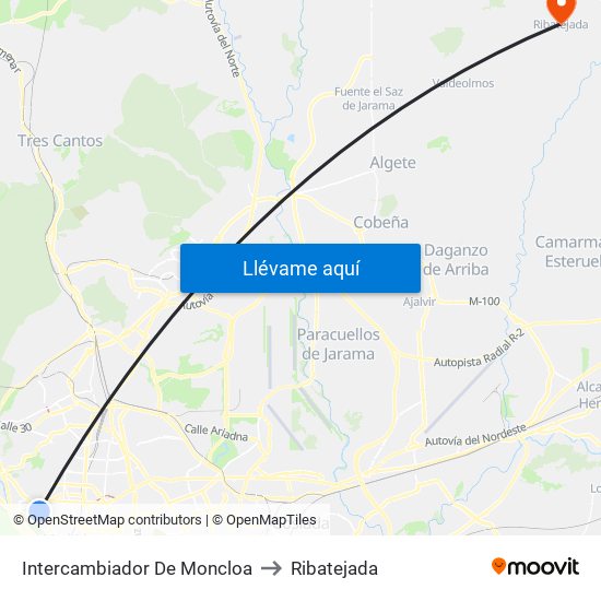 Intercambiador De Moncloa to Ribatejada map