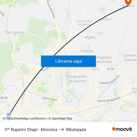 P.º Ruperto Chapí - Moncloa to Ribatejada map