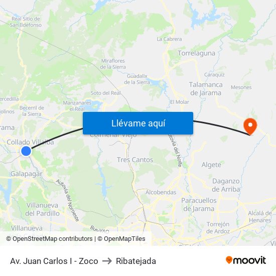 Av. Juan Carlos I - Zoco to Ribatejada map