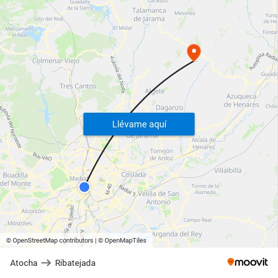 Atocha to Ribatejada map