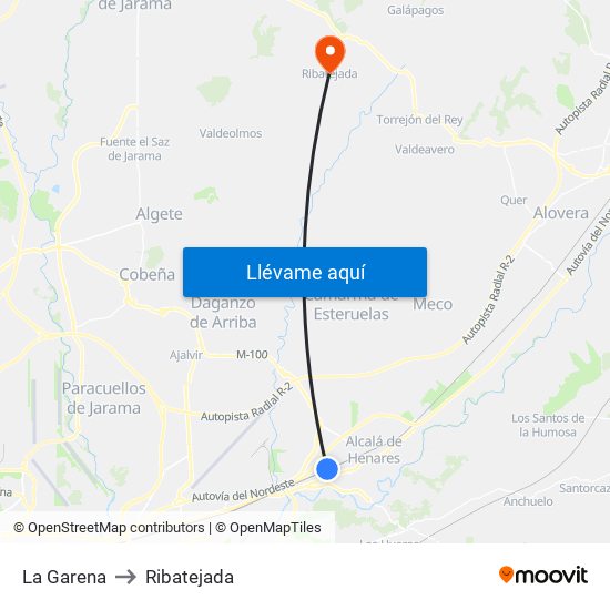 La Garena to Ribatejada map
