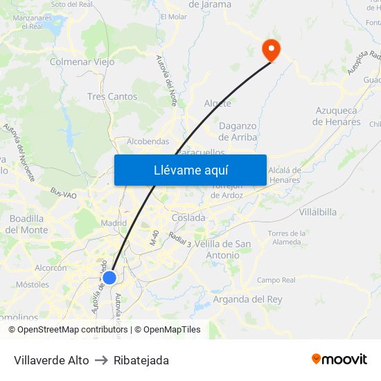 Villaverde Alto to Ribatejada map