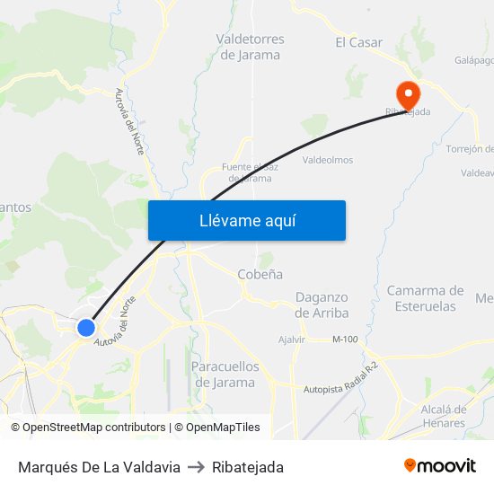 Marqués De La Valdavia to Ribatejada map
