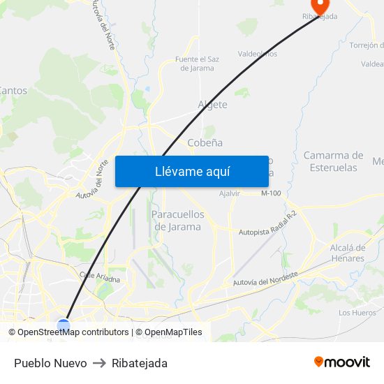 Pueblo Nuevo to Ribatejada map