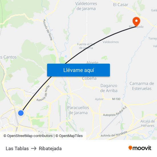 Las Tablas to Ribatejada map
