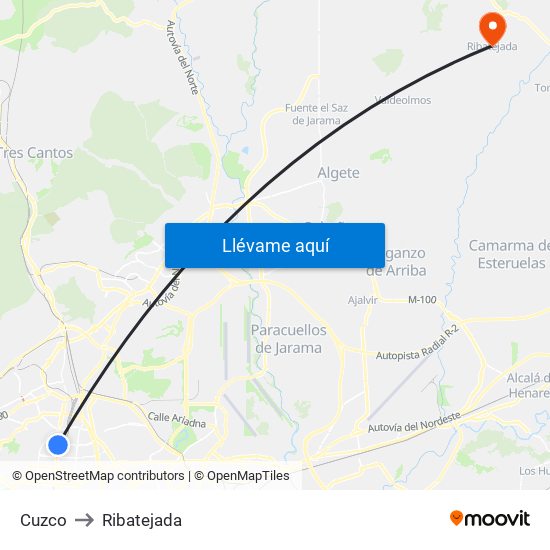 Cuzco to Ribatejada map
