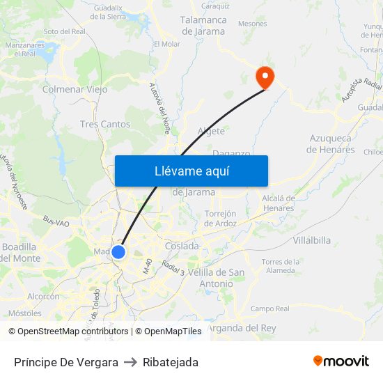 Príncipe De Vergara to Ribatejada map