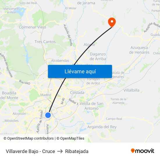 Villaverde Bajo - Cruce to Ribatejada map