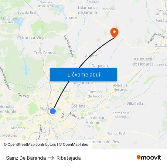 Sainz De Baranda to Ribatejada map