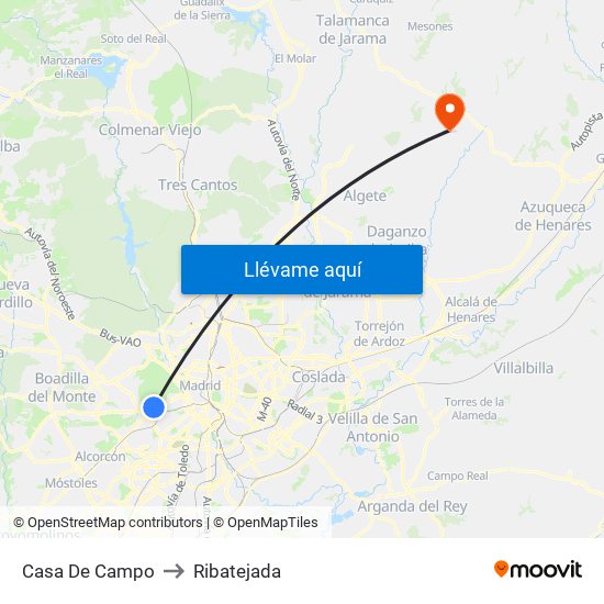 Casa De Campo to Ribatejada map