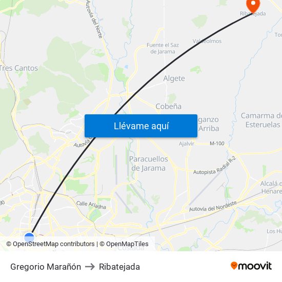 Gregorio Marañón to Ribatejada map