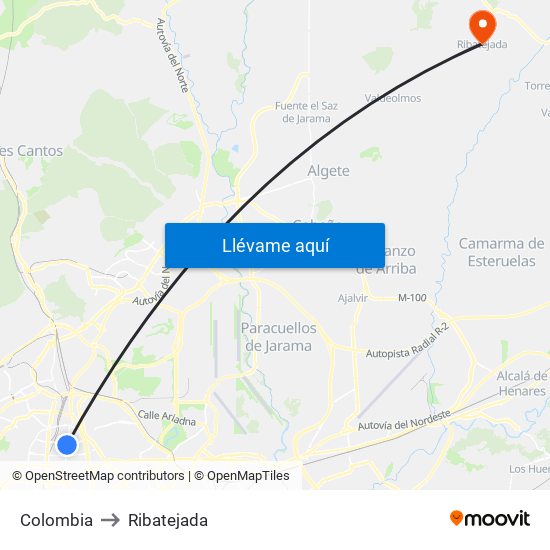 Colombia to Ribatejada map
