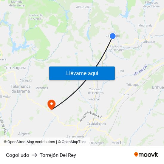 Cogolludo to Torrejón Del Rey map