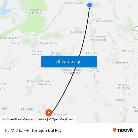 La Mierla to Torrejón Del Rey map