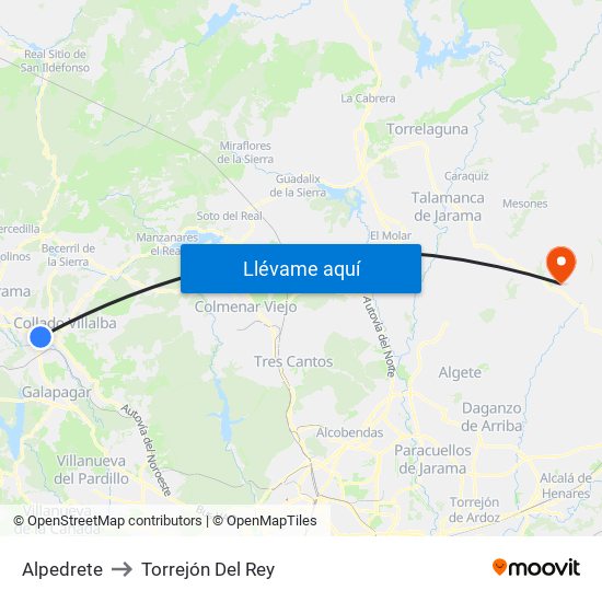 Alpedrete to Torrejón Del Rey map
