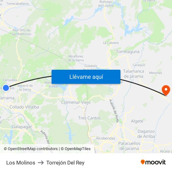 Los Molinos to Torrejón Del Rey map