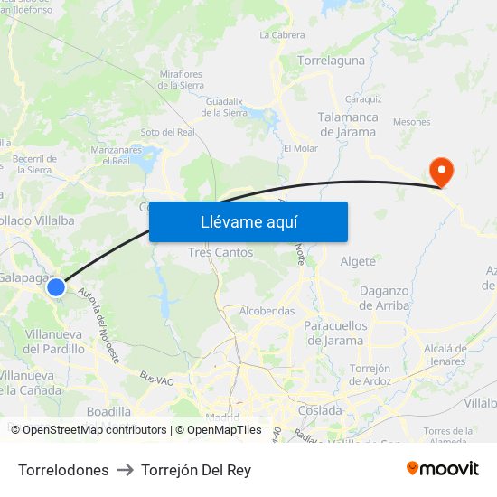 Torrelodones to Torrejón Del Rey map