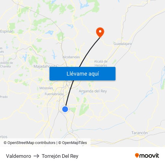 Valdemoro to Torrejón Del Rey map