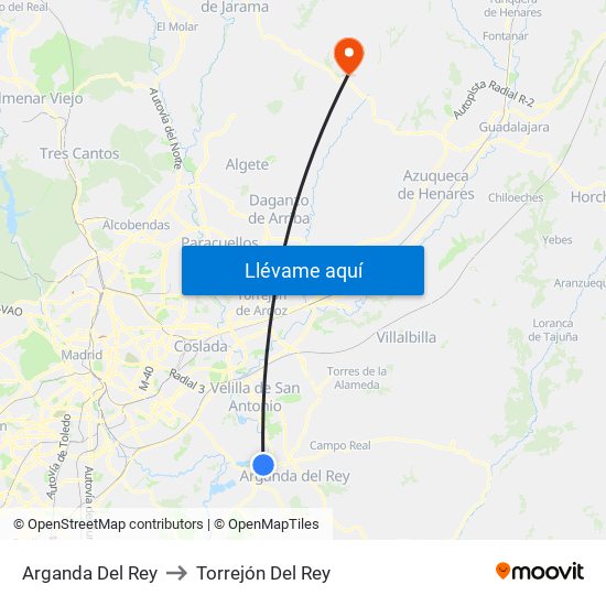 Arganda Del Rey to Torrejón Del Rey map