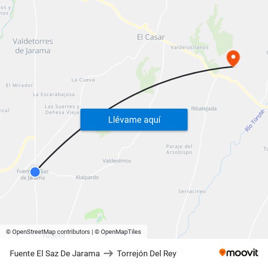 Fuente El Saz De Jarama to Torrejón Del Rey map