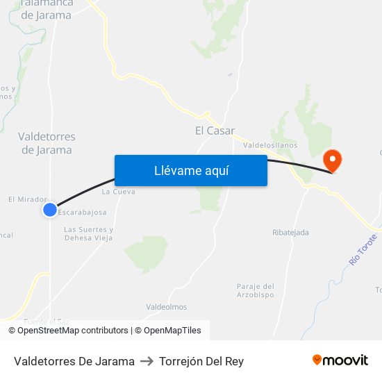Valdetorres De Jarama to Torrejón Del Rey map