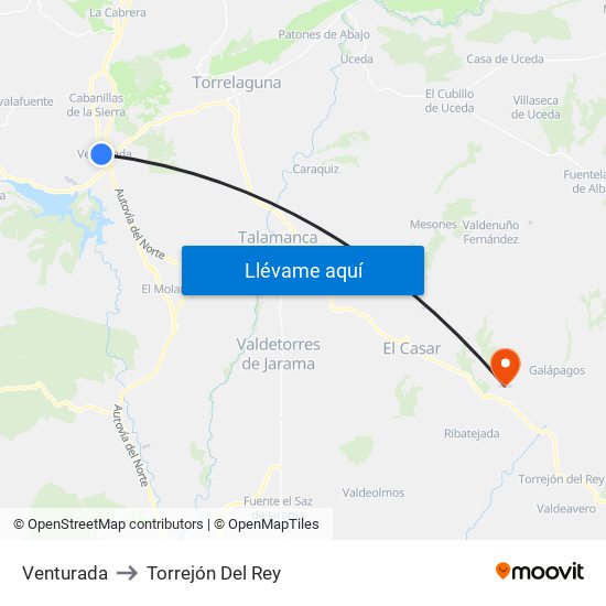 Venturada to Torrejón Del Rey map