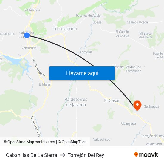 Cabanillas De La Sierra to Torrejón Del Rey map