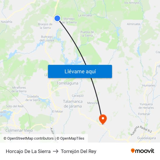 Horcajo De La Sierra to Torrejón Del Rey map